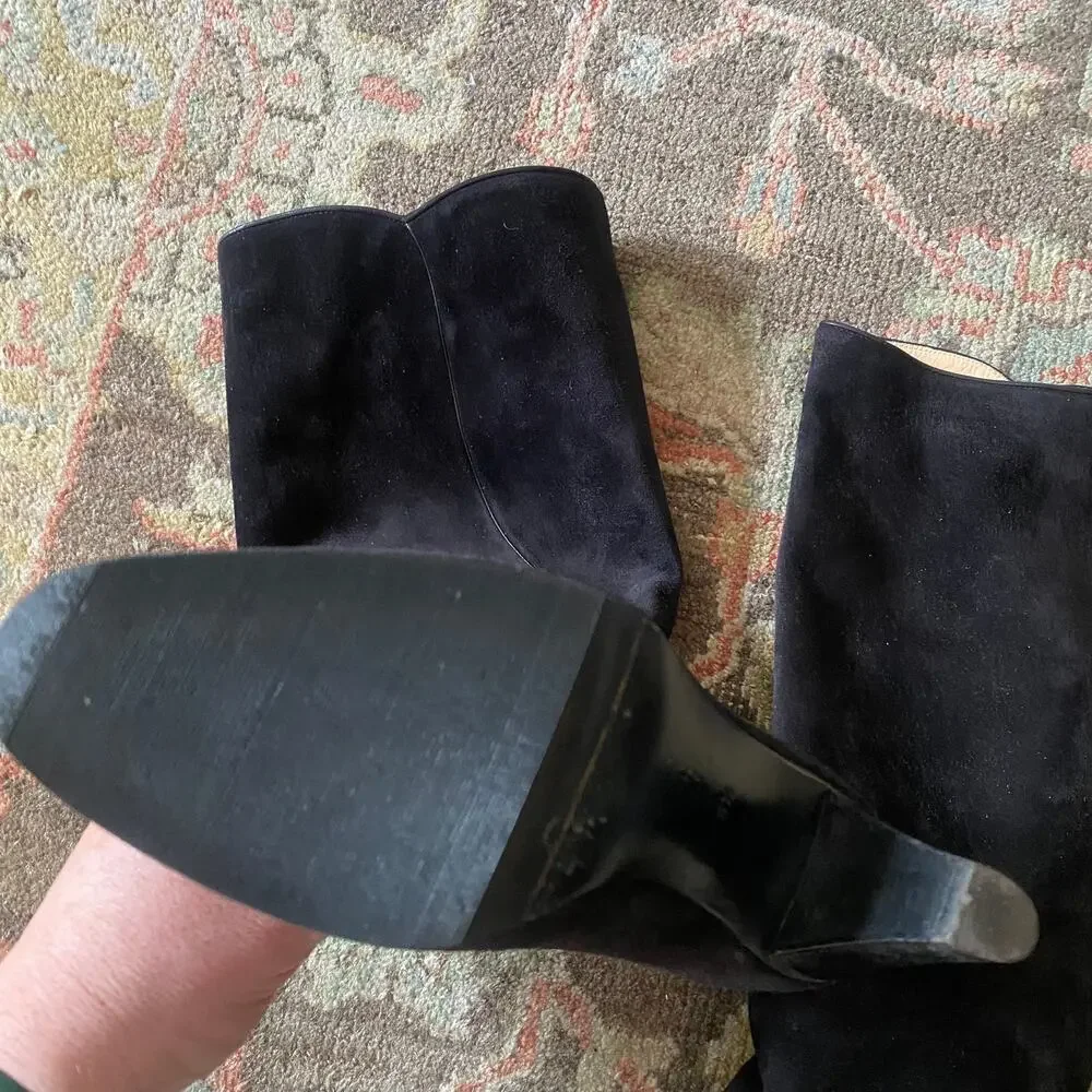 Vintage‎ Gucci Suede Leather Knee-High Boots Black Heeled Women's Size 5 1/2